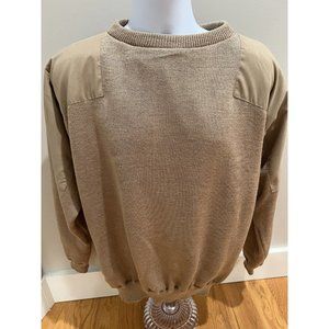 Otter Mens Pullover Water Repellent Sweater Jacket XL Made in USA Tan Wool Blend